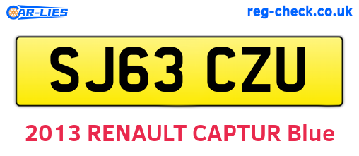 SJ63CZU are the vehicle registration plates.
