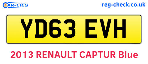 YD63EVH are the vehicle registration plates.