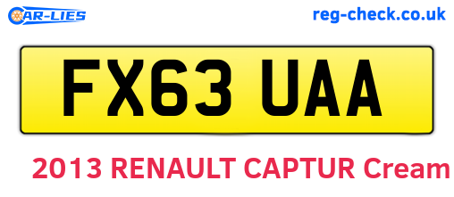 FX63UAA are the vehicle registration plates.