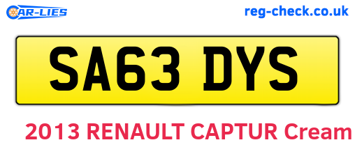 SA63DYS are the vehicle registration plates.