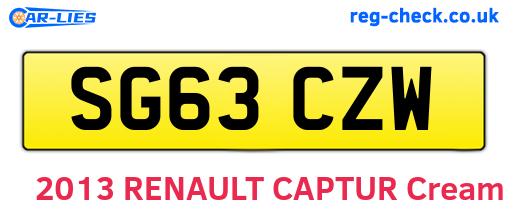 SG63CZW are the vehicle registration plates.