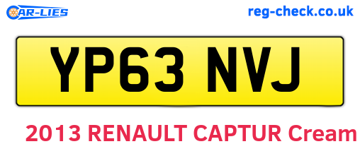 YP63NVJ are the vehicle registration plates.