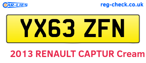 YX63ZFN are the vehicle registration plates.