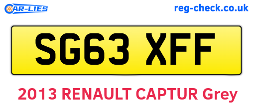 SG63XFF are the vehicle registration plates.