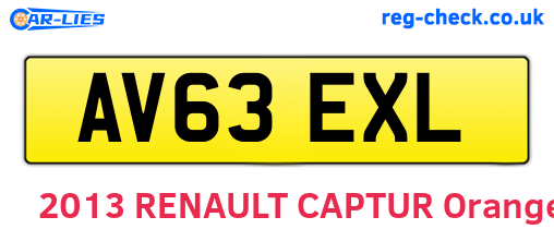 AV63EXL are the vehicle registration plates.