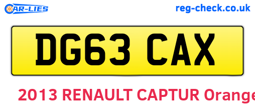 DG63CAX are the vehicle registration plates.