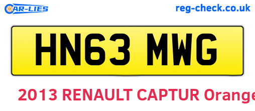 HN63MWG are the vehicle registration plates.