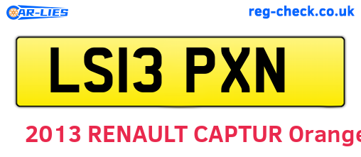 LS13PXN are the vehicle registration plates.