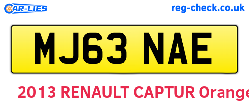MJ63NAE are the vehicle registration plates.
