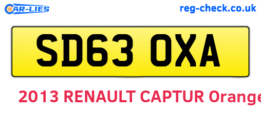 SD63OXA are the vehicle registration plates.