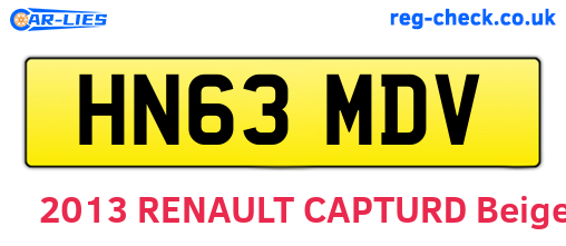 HN63MDV are the vehicle registration plates.