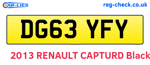 DG63YFY are the vehicle registration plates.