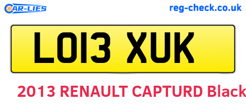 LO13XUK are the vehicle registration plates.