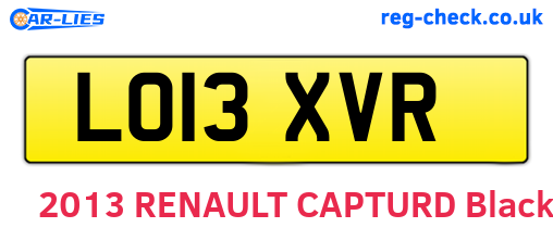LO13XVR are the vehicle registration plates.