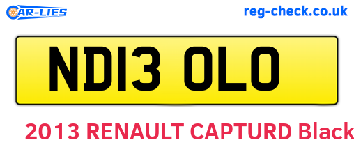 ND13OLO are the vehicle registration plates.