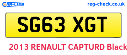 SG63XGT are the vehicle registration plates.