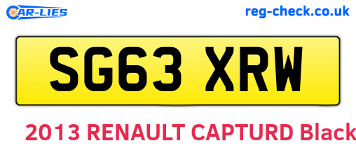 SG63XRW are the vehicle registration plates.