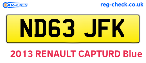ND63JFK are the vehicle registration plates.