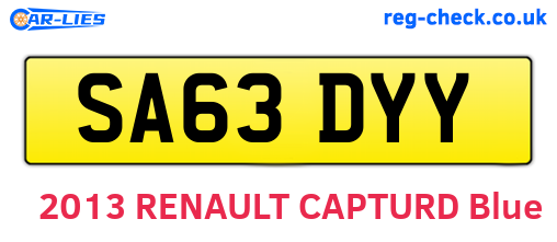 SA63DYY are the vehicle registration plates.