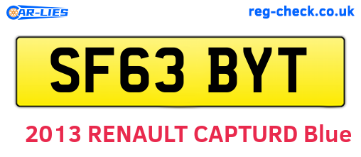 SF63BYT are the vehicle registration plates.