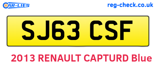 SJ63CSF are the vehicle registration plates.