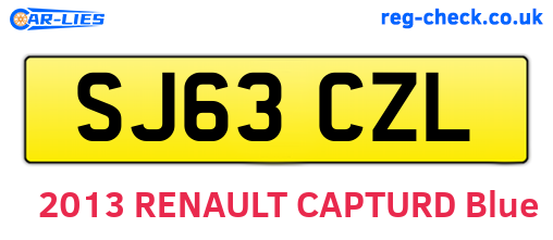 SJ63CZL are the vehicle registration plates.