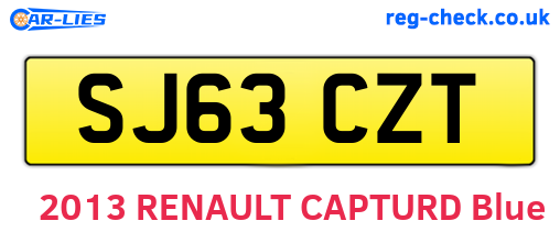 SJ63CZT are the vehicle registration plates.