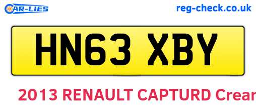 HN63XBY are the vehicle registration plates.