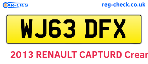WJ63DFX are the vehicle registration plates.