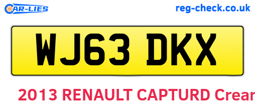 WJ63DKX are the vehicle registration plates.