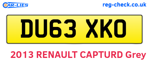 DU63XKO are the vehicle registration plates.