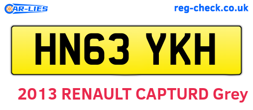 HN63YKH are the vehicle registration plates.