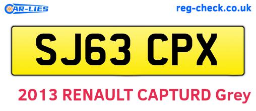 SJ63CPX are the vehicle registration plates.