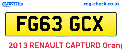FG63GCX are the vehicle registration plates.