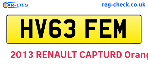 HV63FEM are the vehicle registration plates.