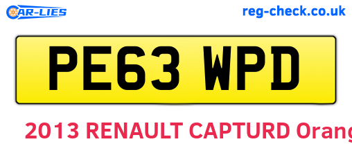 PE63WPD are the vehicle registration plates.
