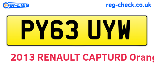 PY63UYW are the vehicle registration plates.