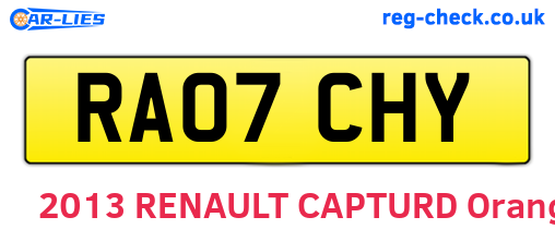 RA07CHY are the vehicle registration plates.