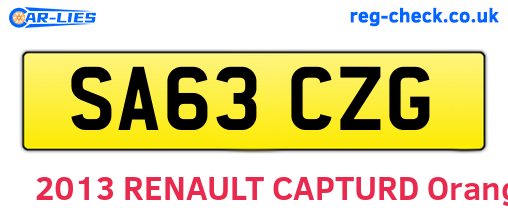 SA63CZG are the vehicle registration plates.