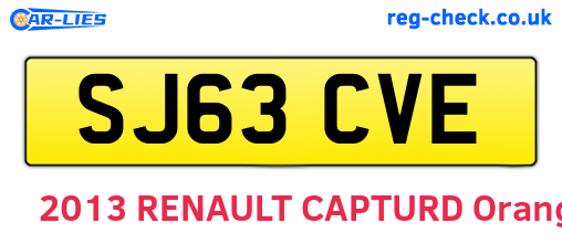 SJ63CVE are the vehicle registration plates.