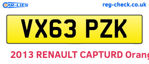 VX63PZK are the vehicle registration plates.