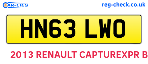 HN63LWO are the vehicle registration plates.
