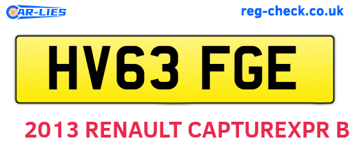 HV63FGE are the vehicle registration plates.