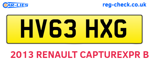 HV63HXG are the vehicle registration plates.