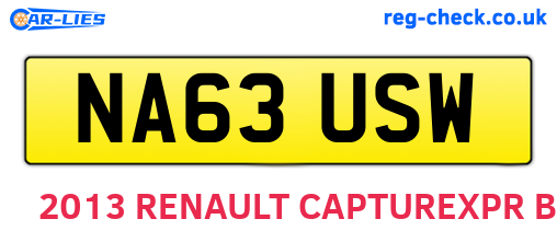 NA63USW are the vehicle registration plates.