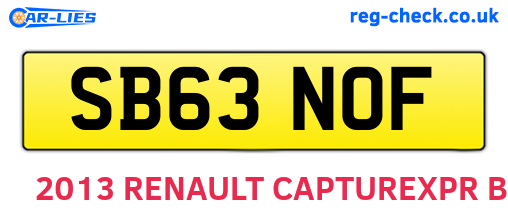 SB63NOF are the vehicle registration plates.