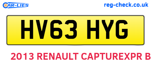 HV63HYG are the vehicle registration plates.