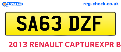 SA63DZF are the vehicle registration plates.