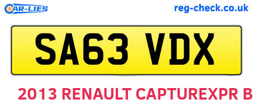 SA63VDX are the vehicle registration plates.