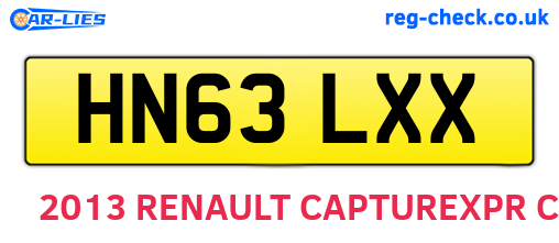 HN63LXX are the vehicle registration plates.